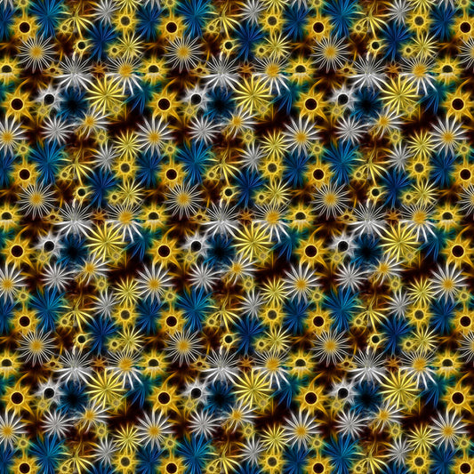 Blue and Yellow Glowing Daisies Digital Image Download