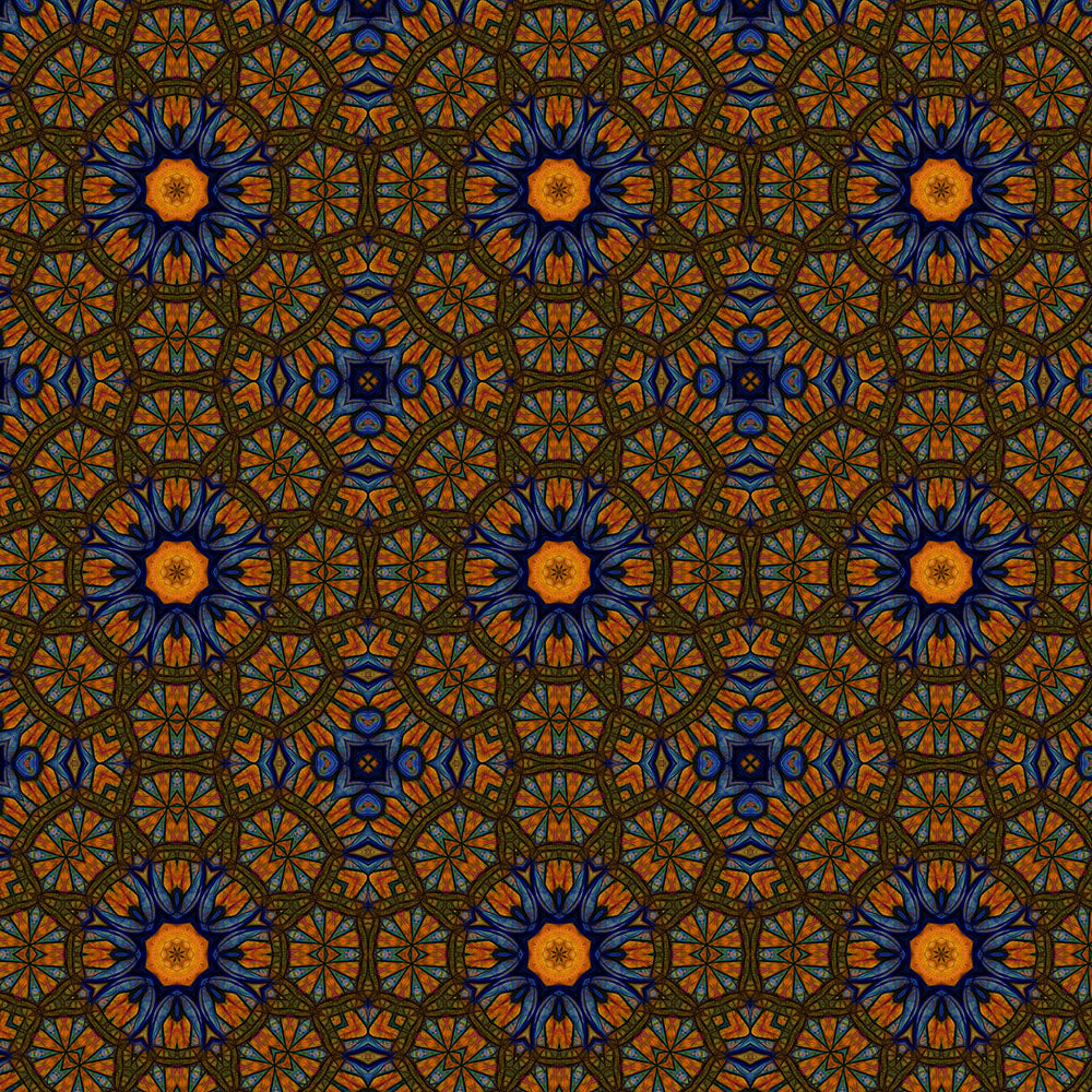 Blue and Yellow Sketch Kaleidoscope Digital Image Download