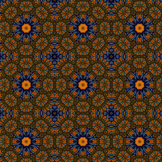 Blue and Yellow Sketch Kaleidoscope Digital Image Download