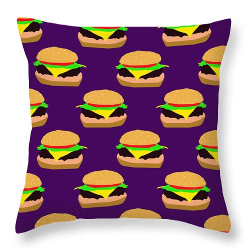 Burger Pattern - Throw Pillow