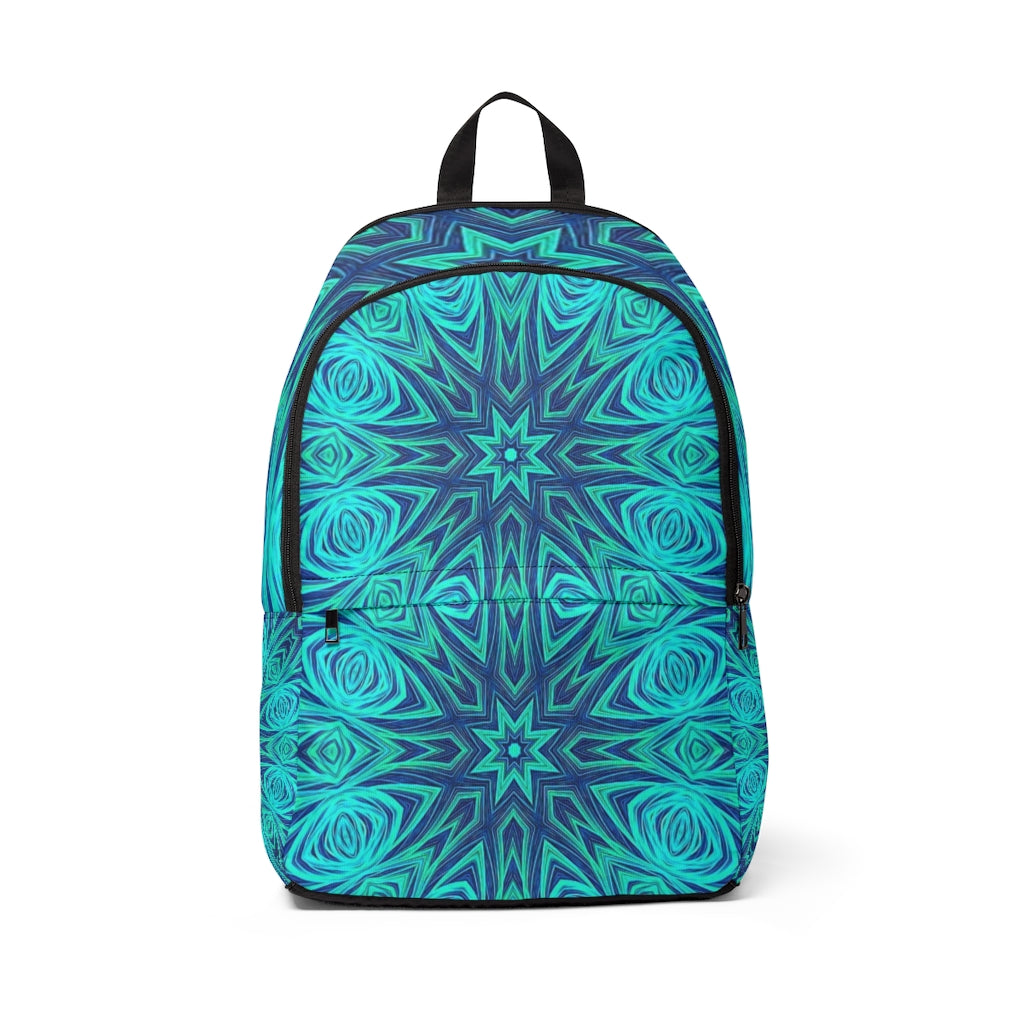 Blue Ice Fractal Kaleidoscope Unisex Fabric Backpack