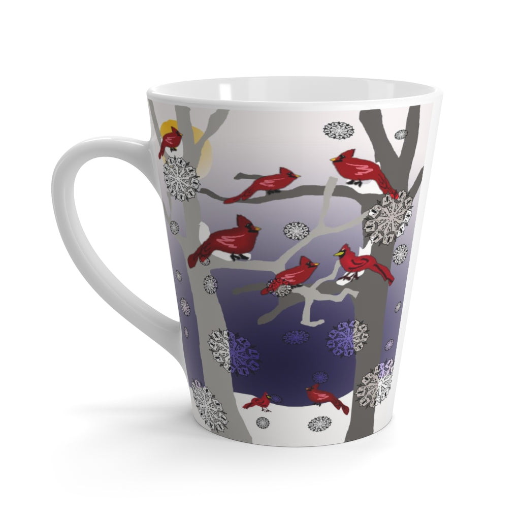 Cardinals In The Snow Latte mug