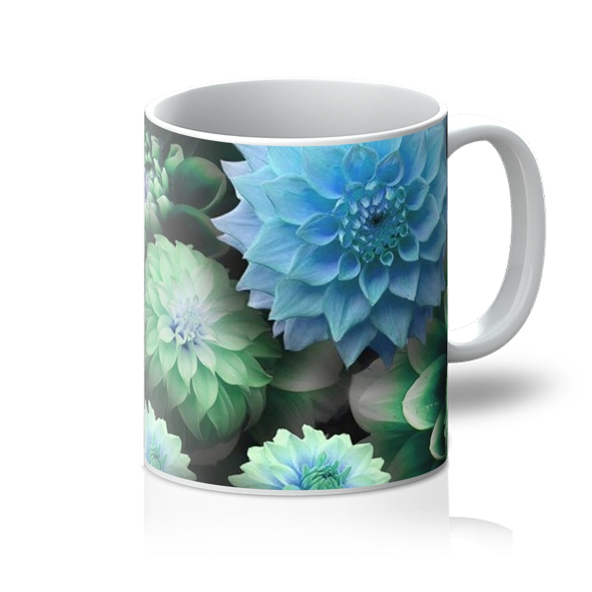 Blue Green Dahlias Mug