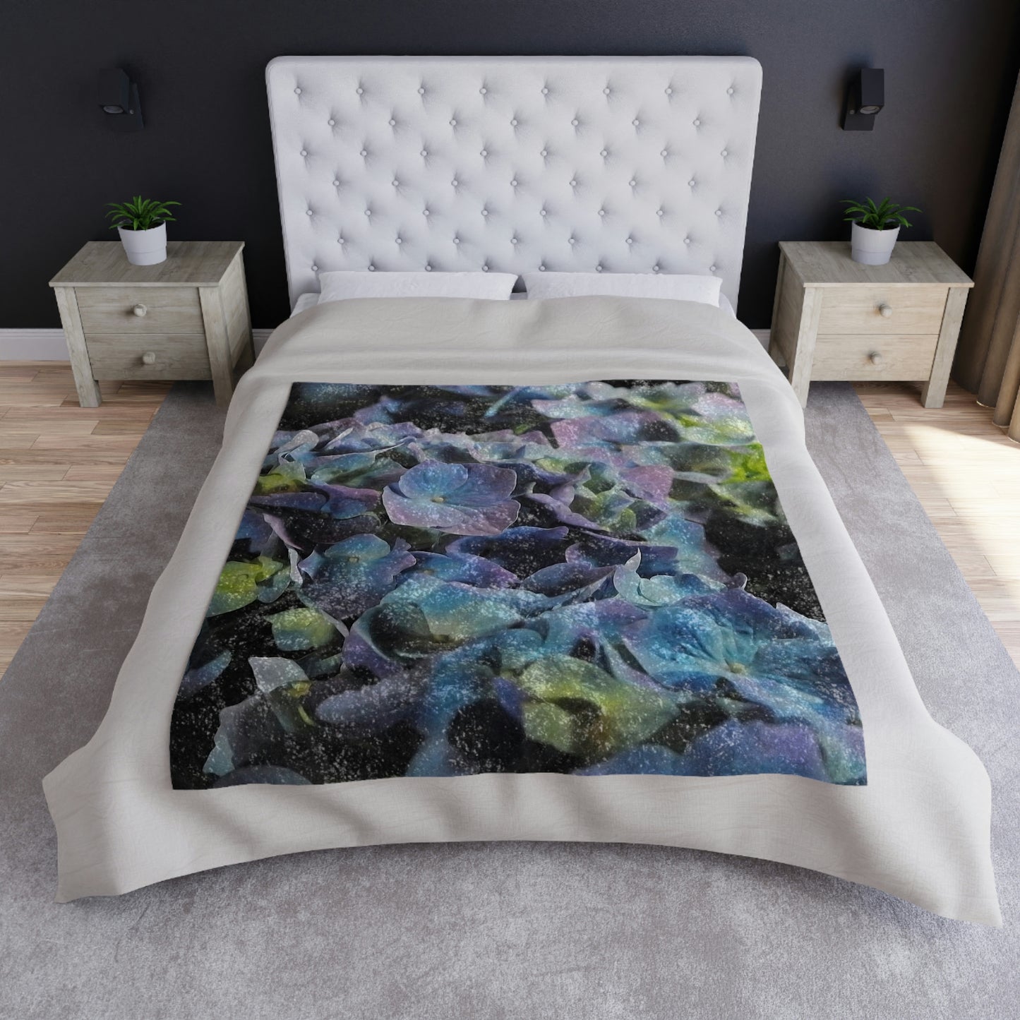 Blue and Purple Hydrangeas Crushed Velvet Blanket