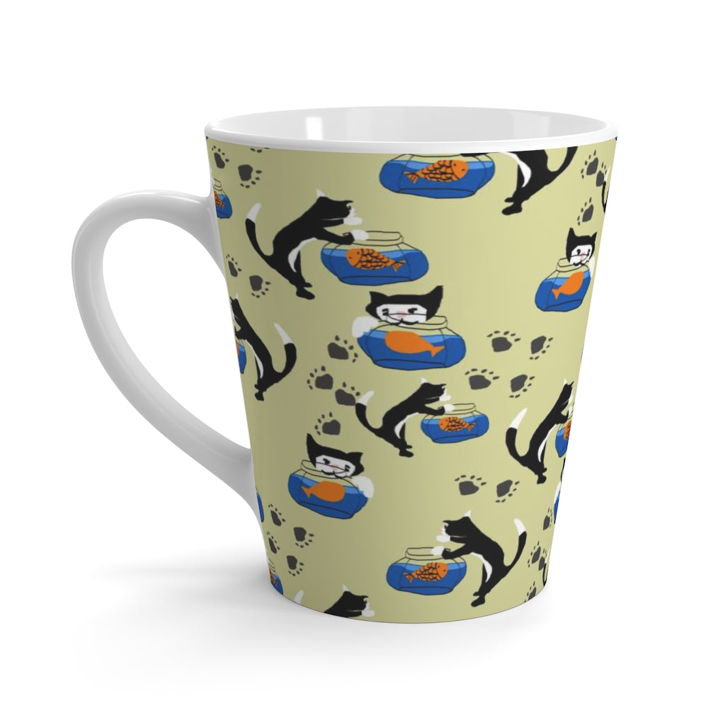 Cat And A Fishbowl Latte mug