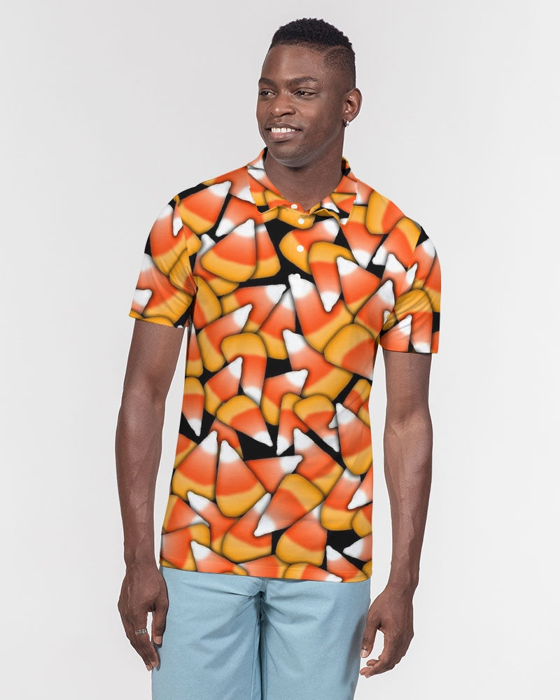 Candy Corn Pattern Men's Slim Fit Short Sleeve Polo