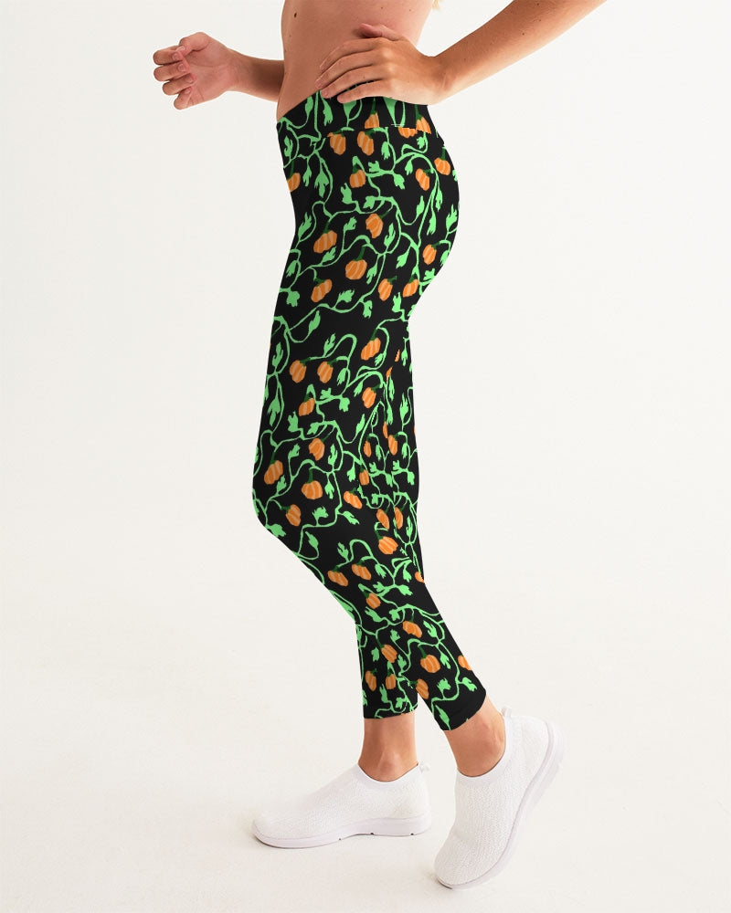 Pumpkin and Vines Patttern Women's Yoga Pants