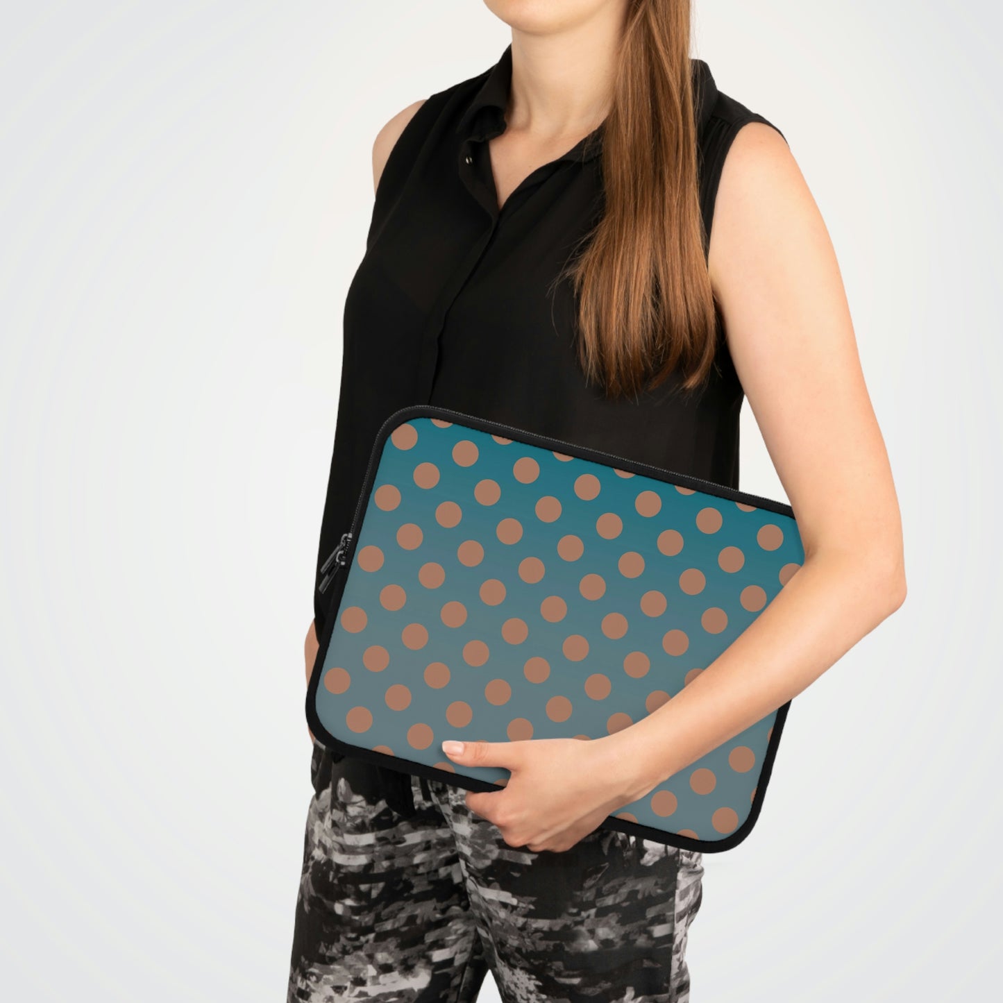 Denim and Brown Polkadots Laptop Sleeve