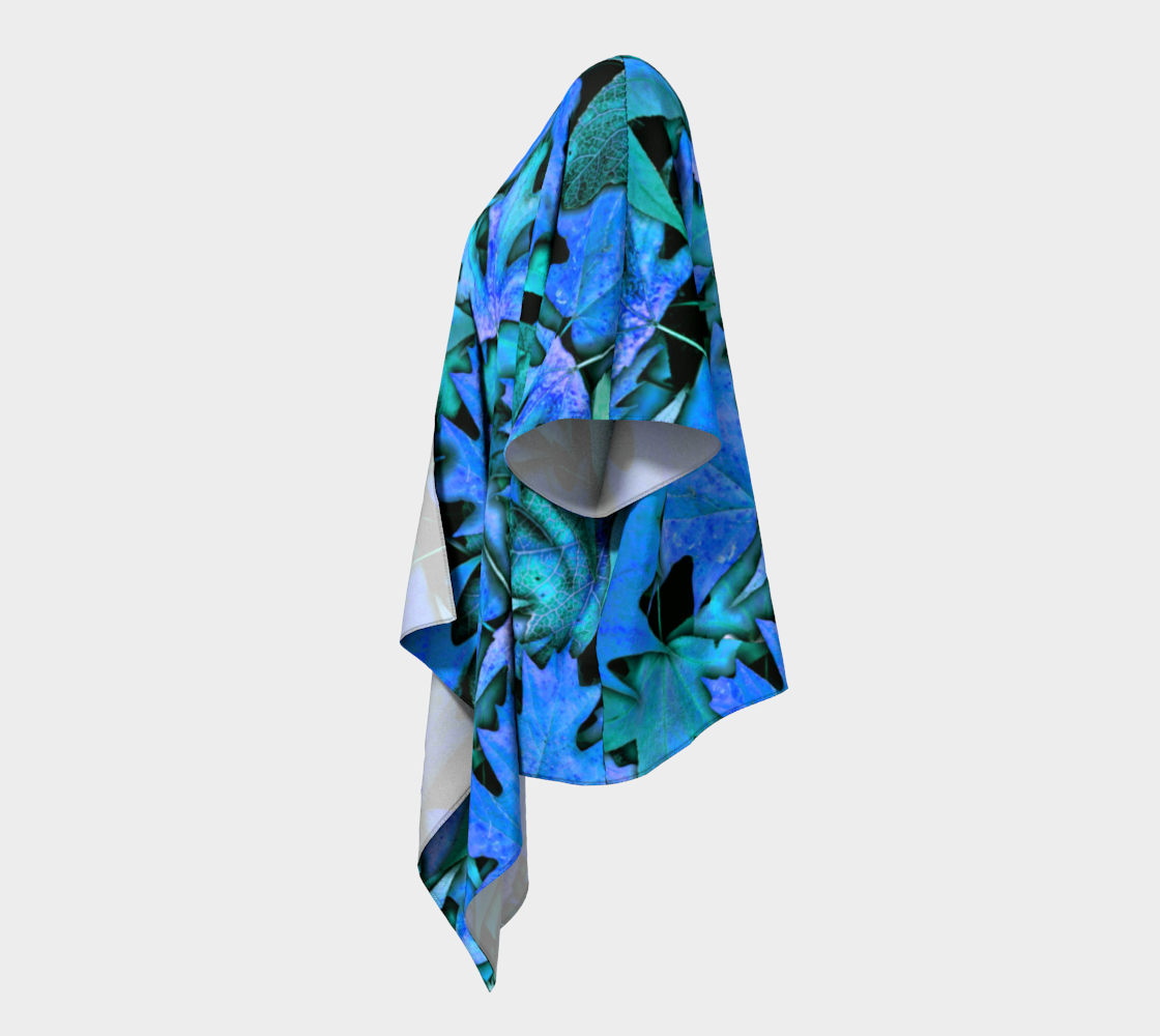 Blue Fall leaves Draped Kimono