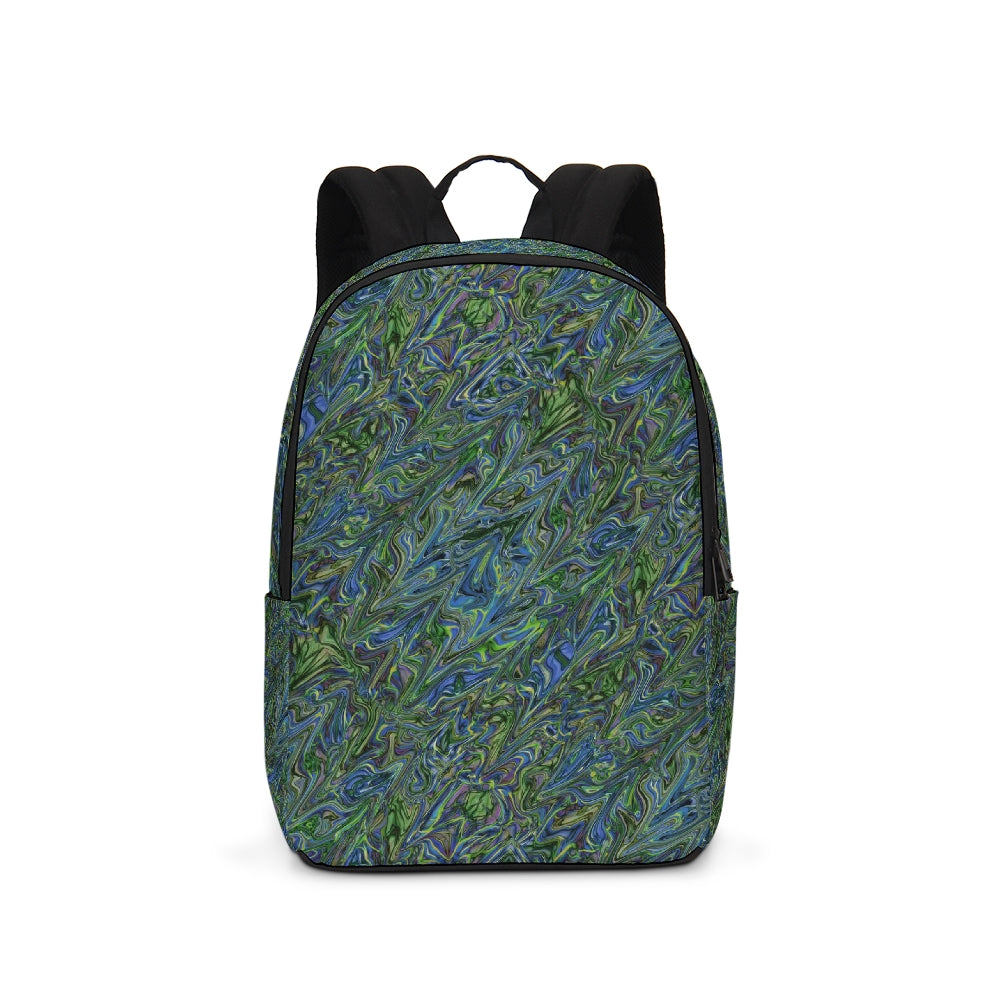 Blue Green Liquid Marbling Large Backpack