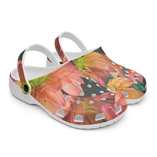 Cream and Pink Fall Flowers 413. All Over Printed Clogs