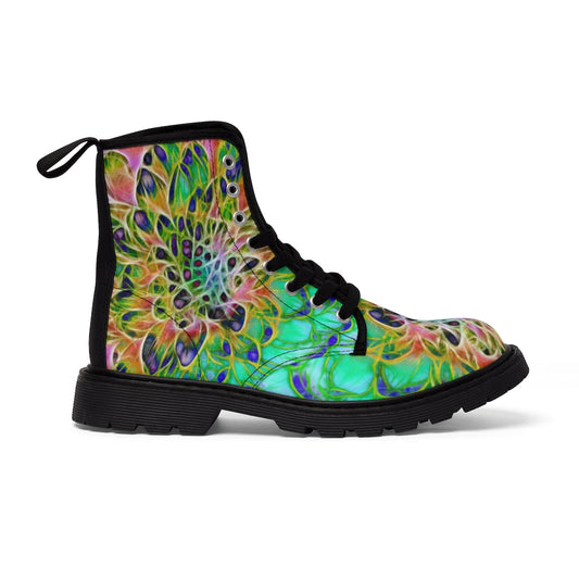 Abstract Chrysanthemum Women's Canvas Boots