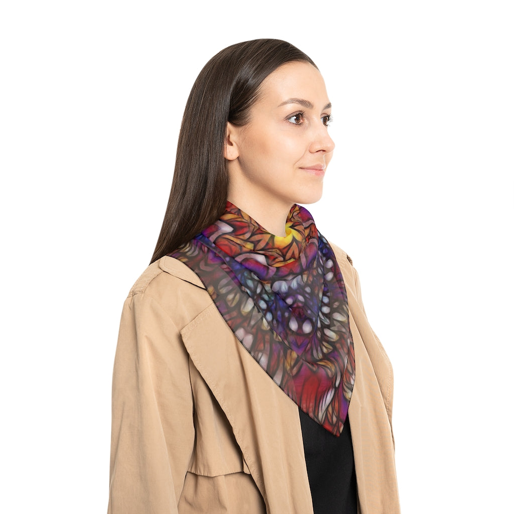 Blue Red Purple Kaleidoscope Poly Scarf