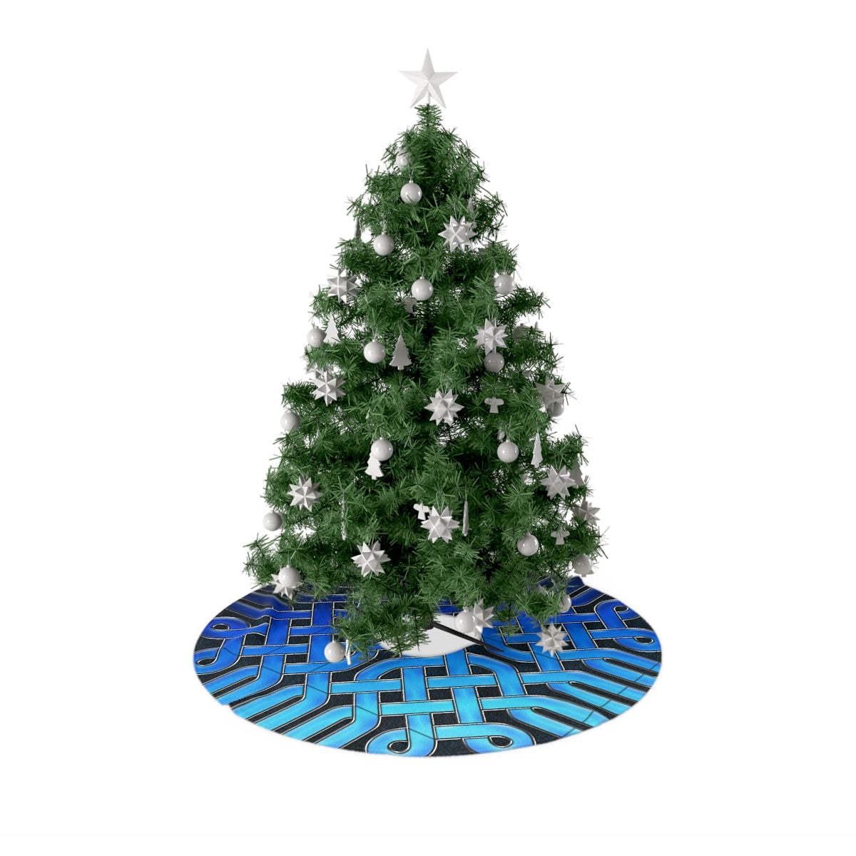 Blue Glass Celtic Knot Christmas Tree Skirts