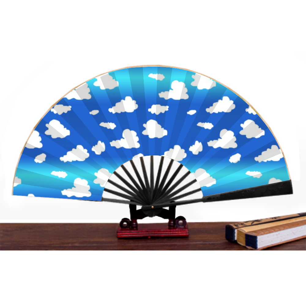 Clouds Pattern Double-side Custom Spun Silk Fan Retro Hand-held Folding Fan