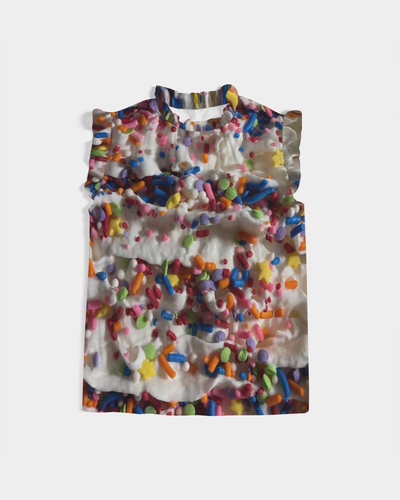 Rainbow Sprinkles On Whipped Cream Women's Ruffle Sleeve Top