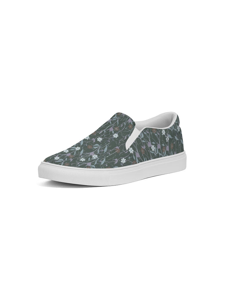 Violets On Gray Women's Slip-On Canvas Shoe