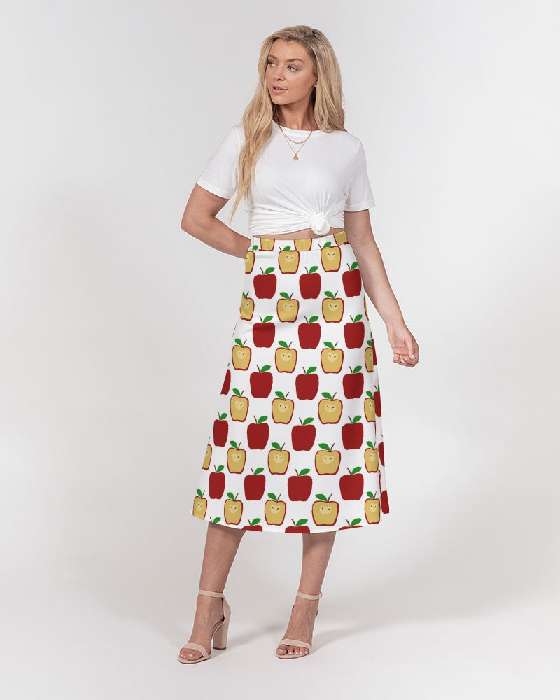 Apple Polkadots Women's A-Line Midi Skirt