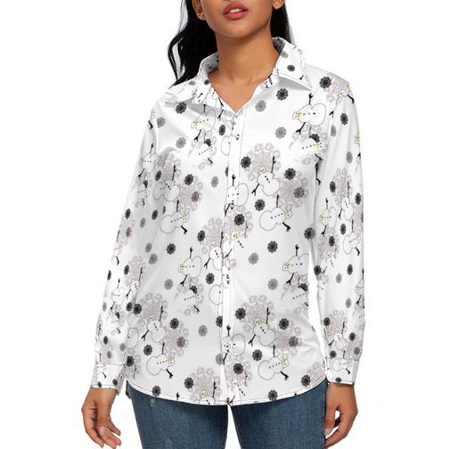Snowman Pattern Custom All Over Print Women's Long Sleeves Shirt