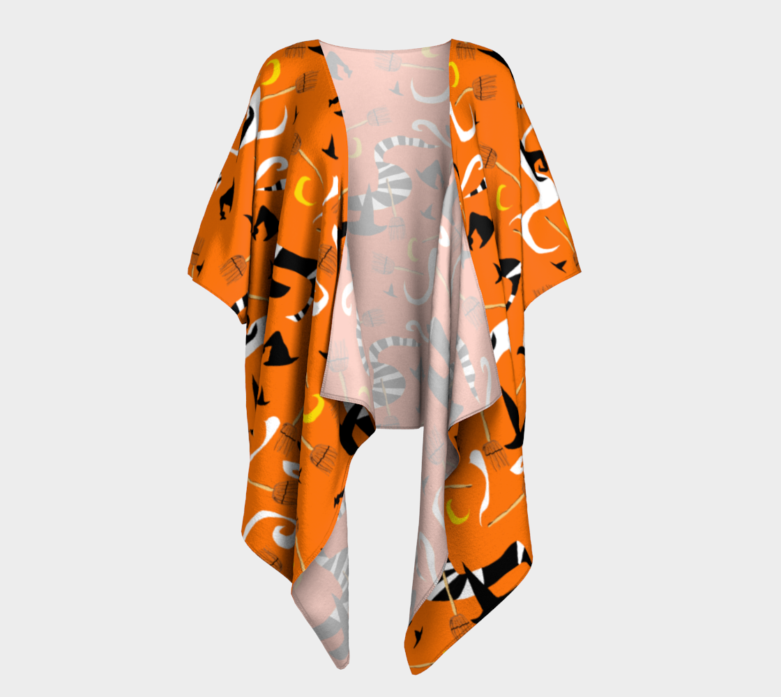 Witches Hats and Brooms Draped Kimono