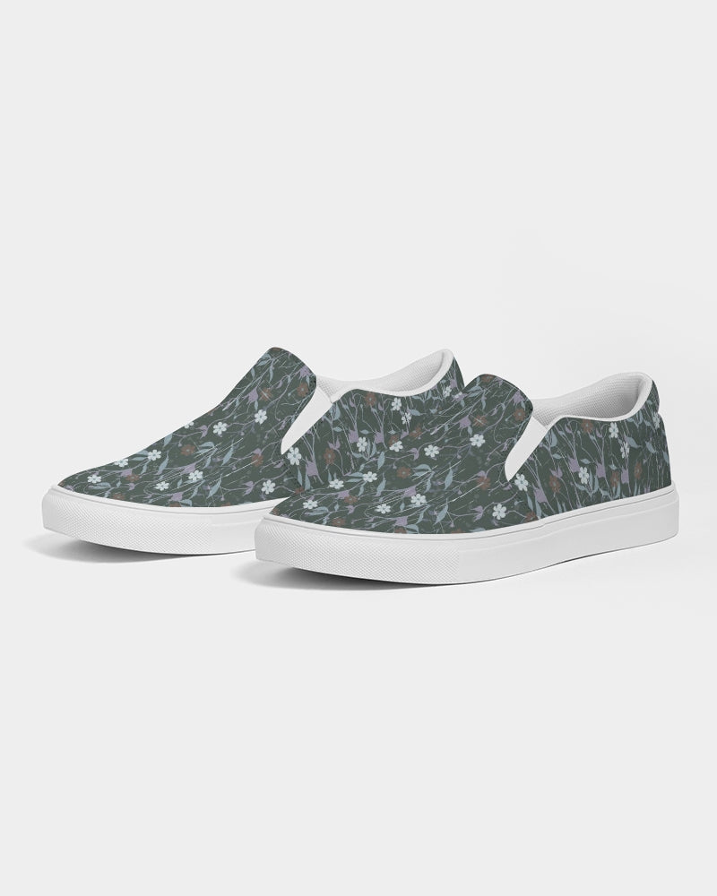 Violets On Gray Women's Slip-On Canvas Shoe