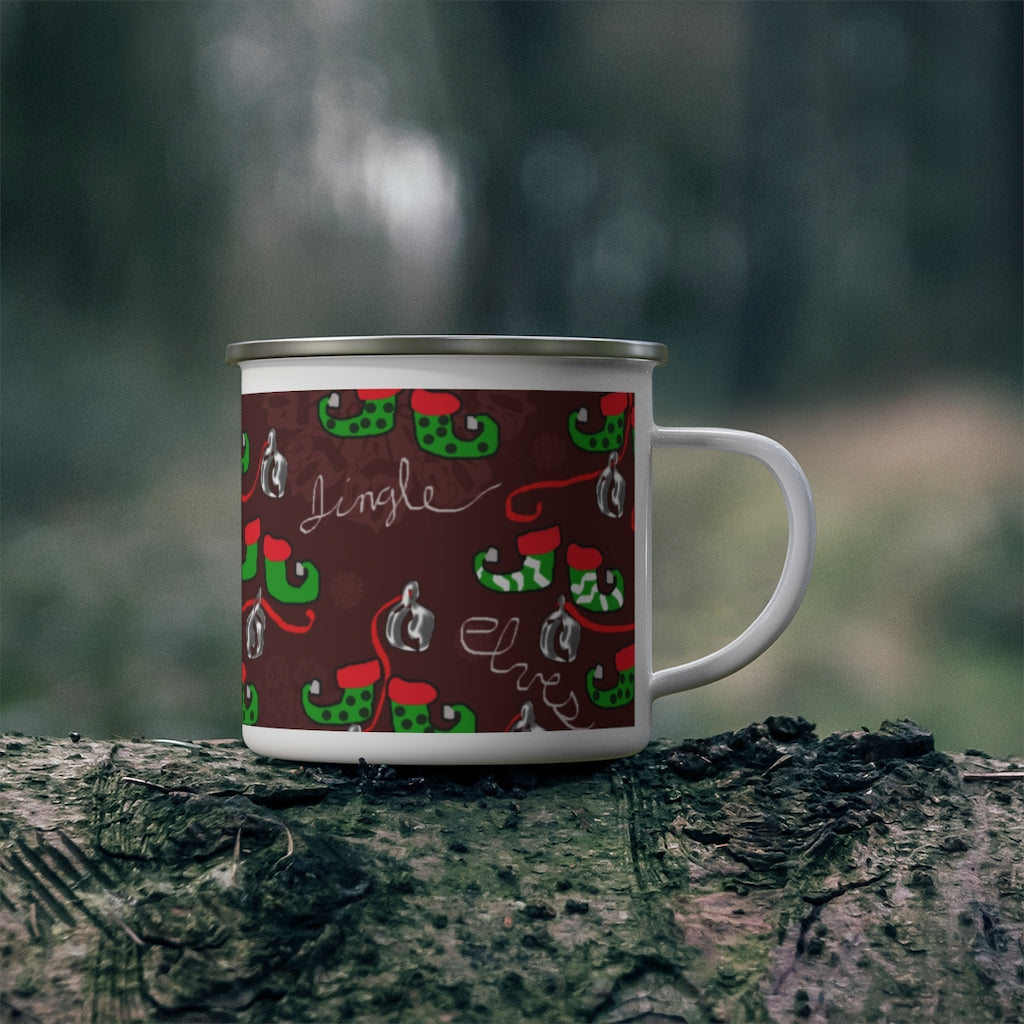 Elves Jingle Enamel Camping Mug