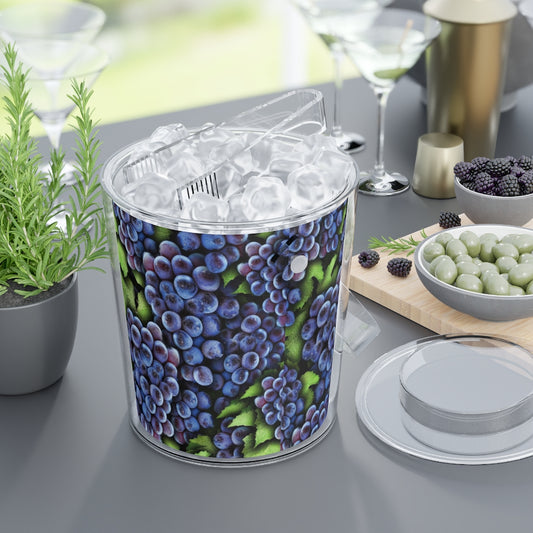 Grapes Pattern Ice Bucket with Tongs