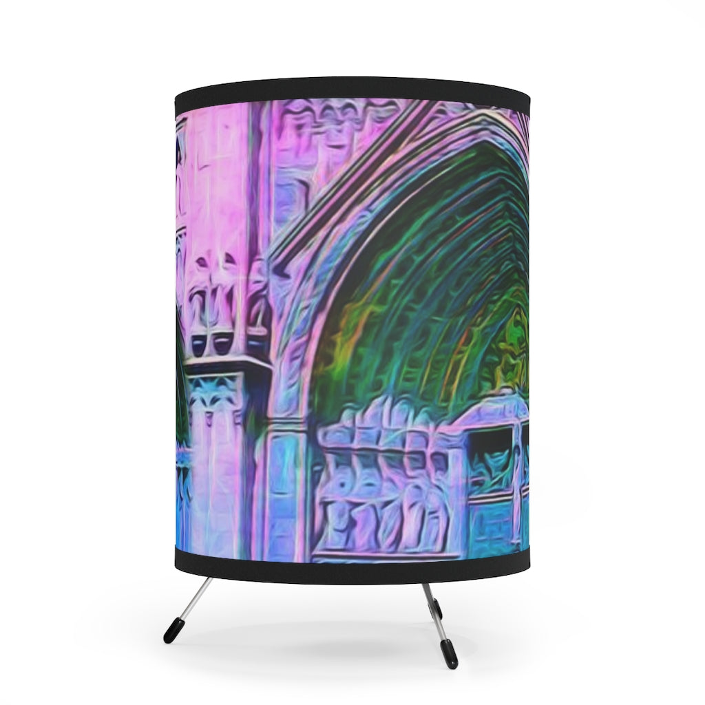 Cathedral Doors In Pink and Blue Tripod Lamp with High-Res Printed Shade, US\CA plug