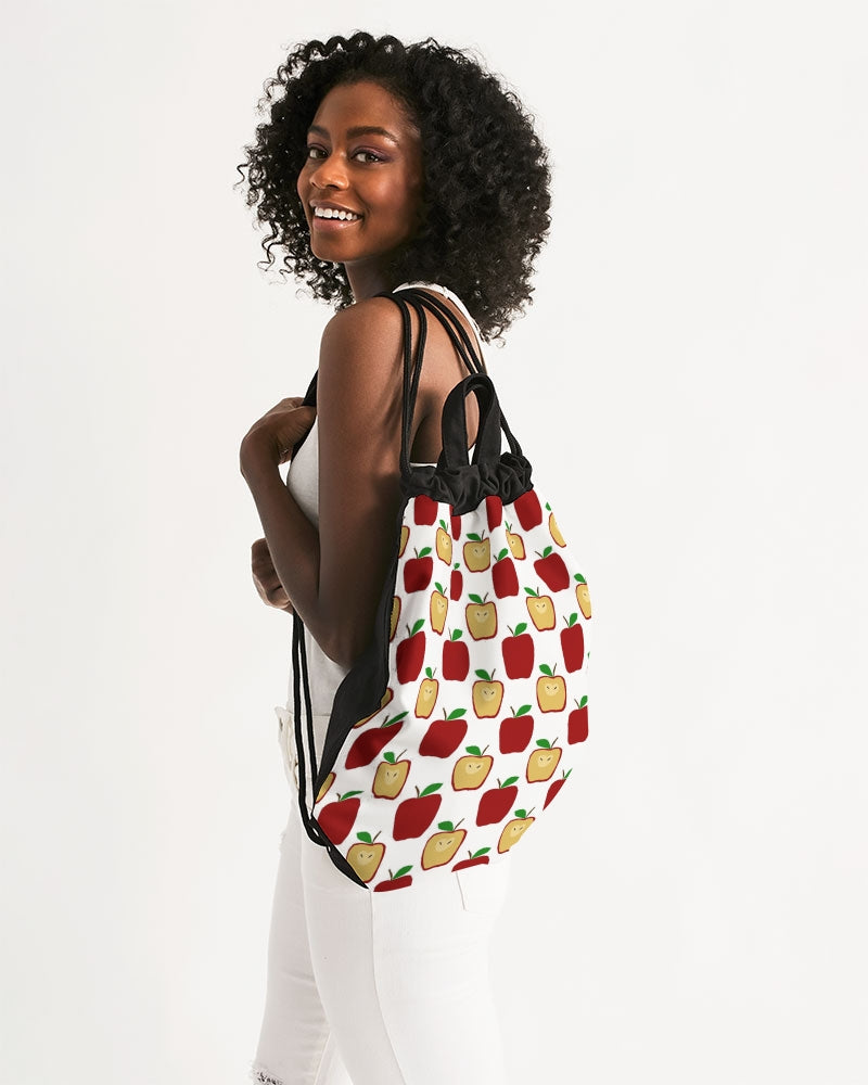 Apple Polkadots Canvas Drawstring Bag