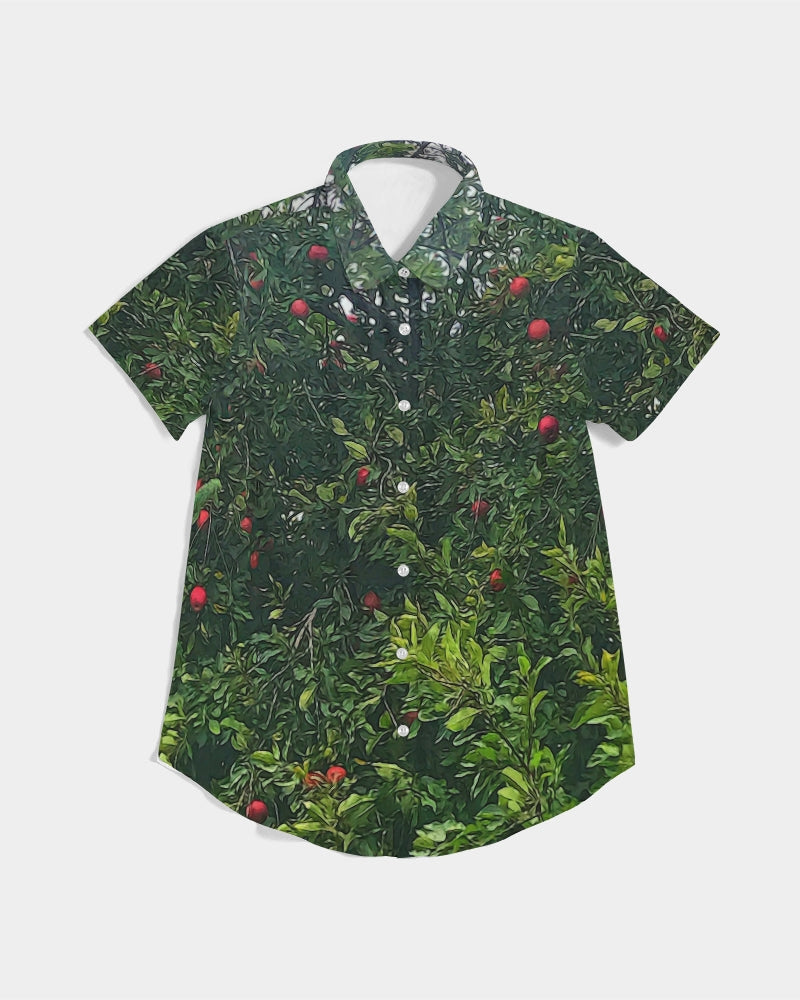 Apple Tree Close Up Women's Short Sleeve Button Up