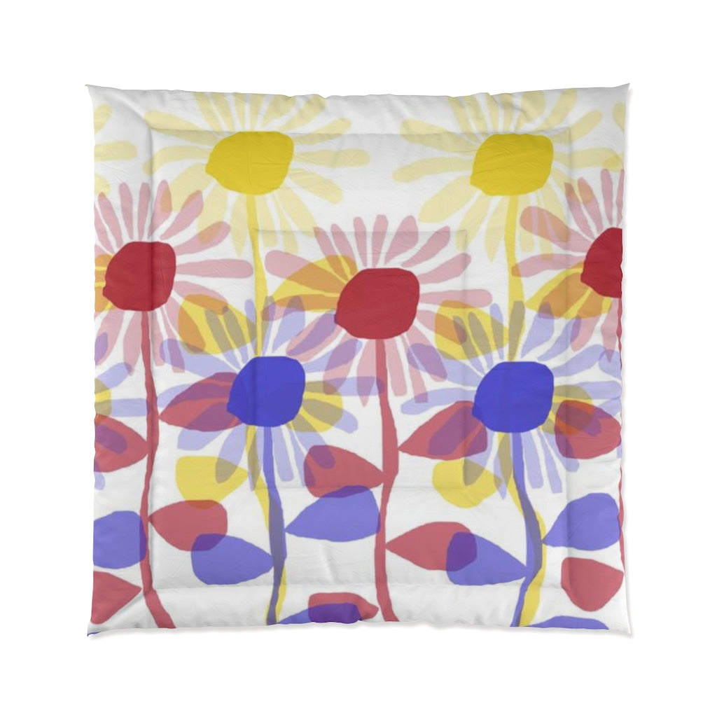 Red Yellow Blue Sunflowers Comforter