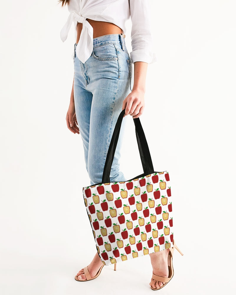 Apple Polkadots Canvas Zip Tote