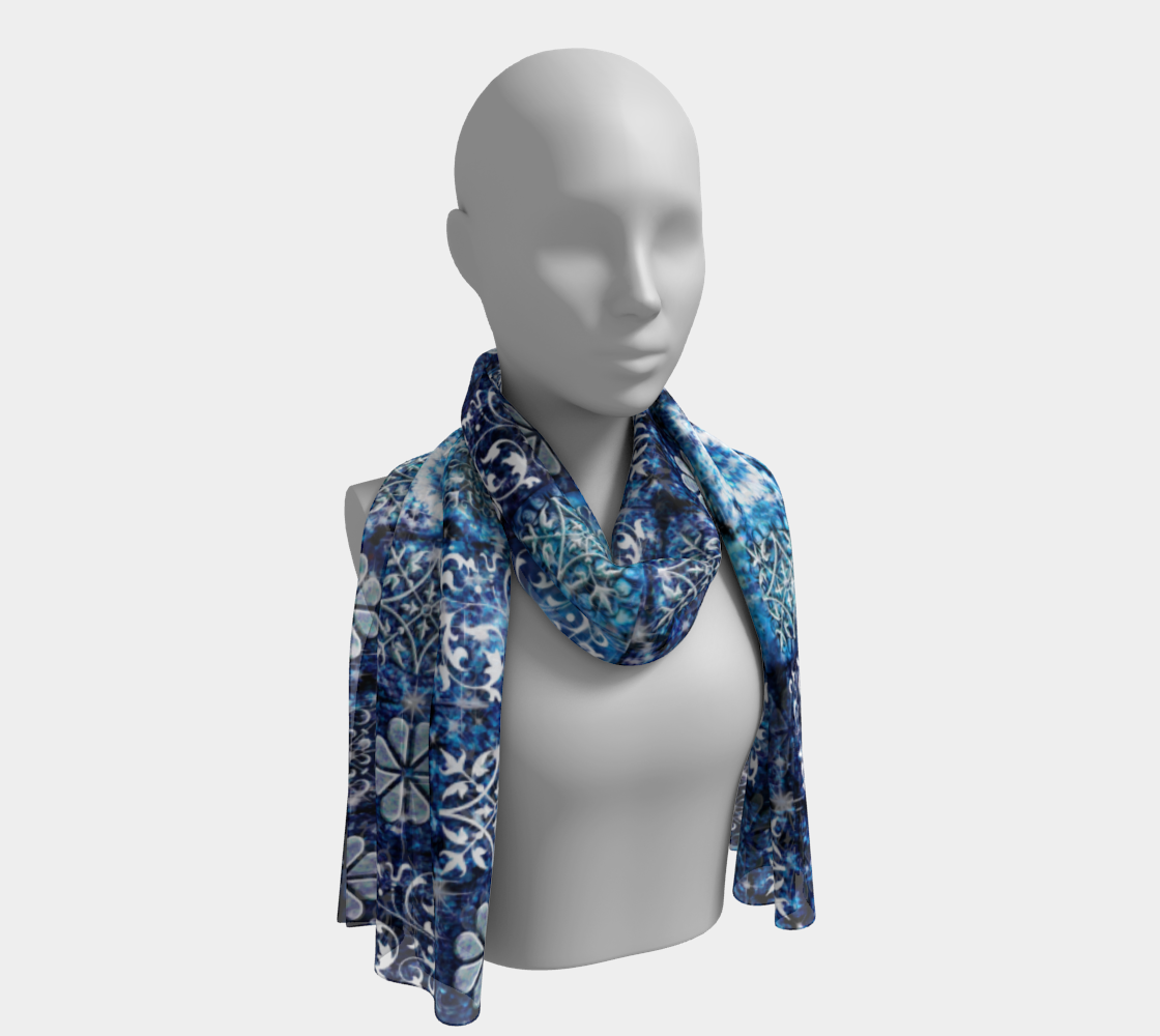 Blue Ice Crystals Long Scarf
