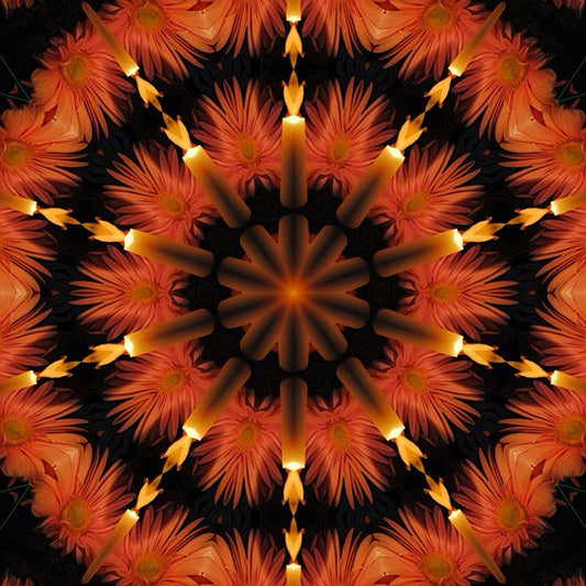 Candles and Flowers Kaleidoscope Digital Image Download