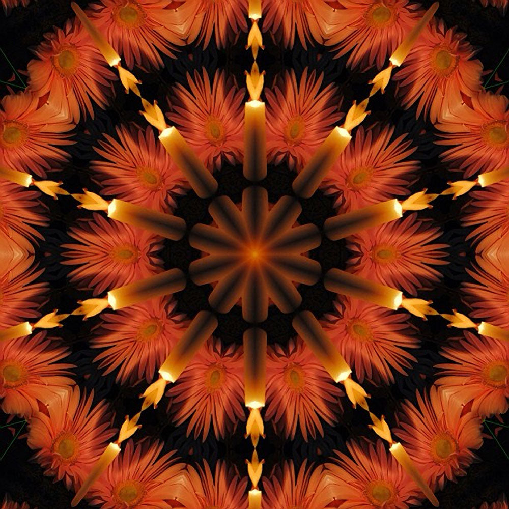 Candles and Flowers Kaleidoscope Digital Image Download