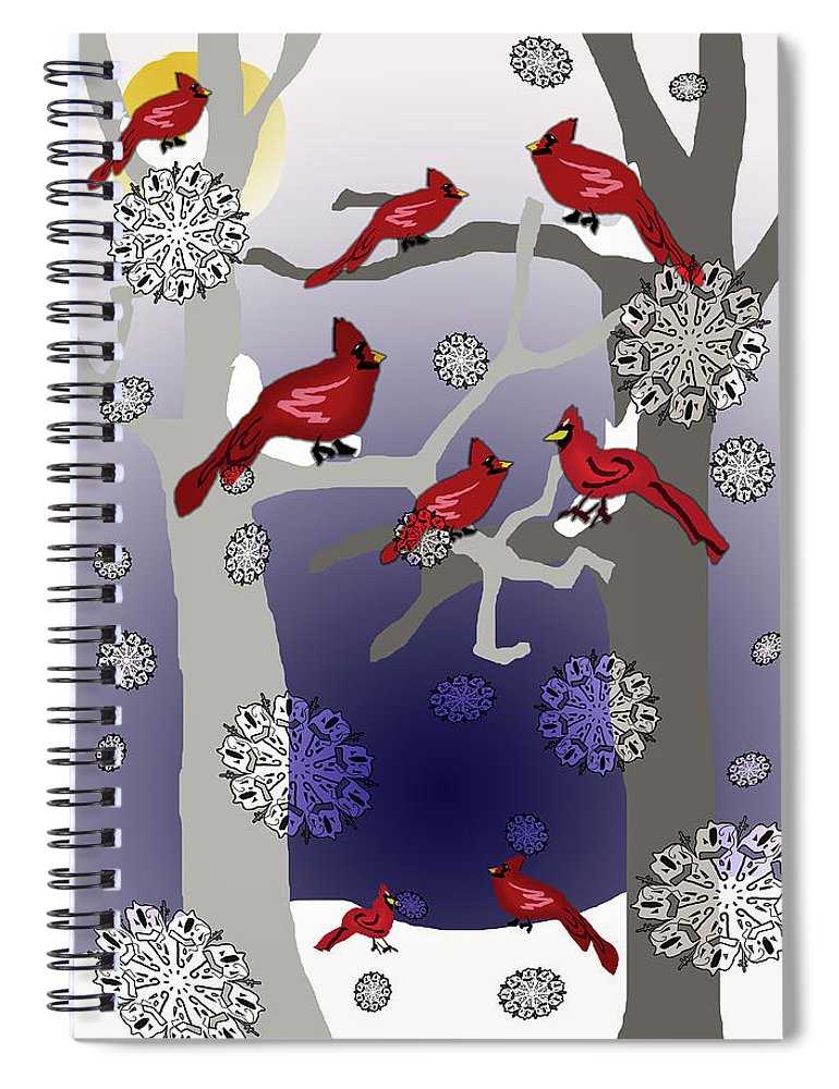 Cardinals In The Snow - Spiral Notebook