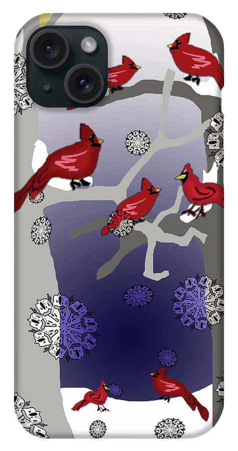 Cardinals In The Snow - Phone Case