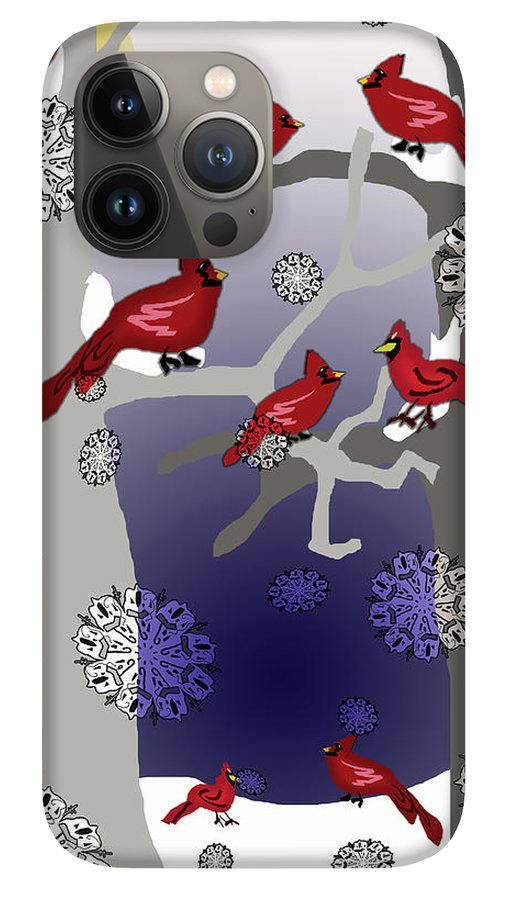 Cardinals In The Snow - Phone Case