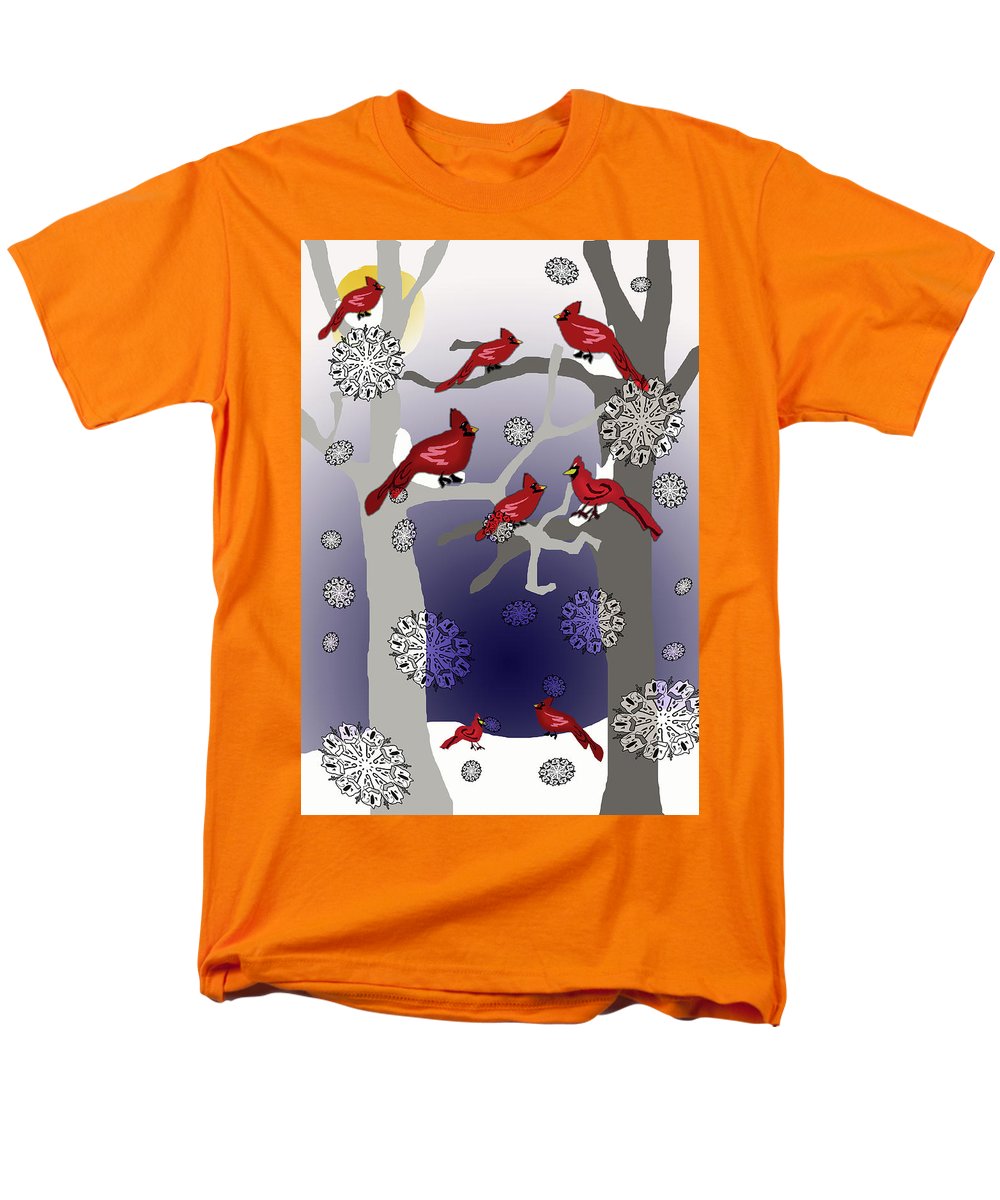 Cardinals In The Snow - Men's T-Shirt  (Regular Fit)