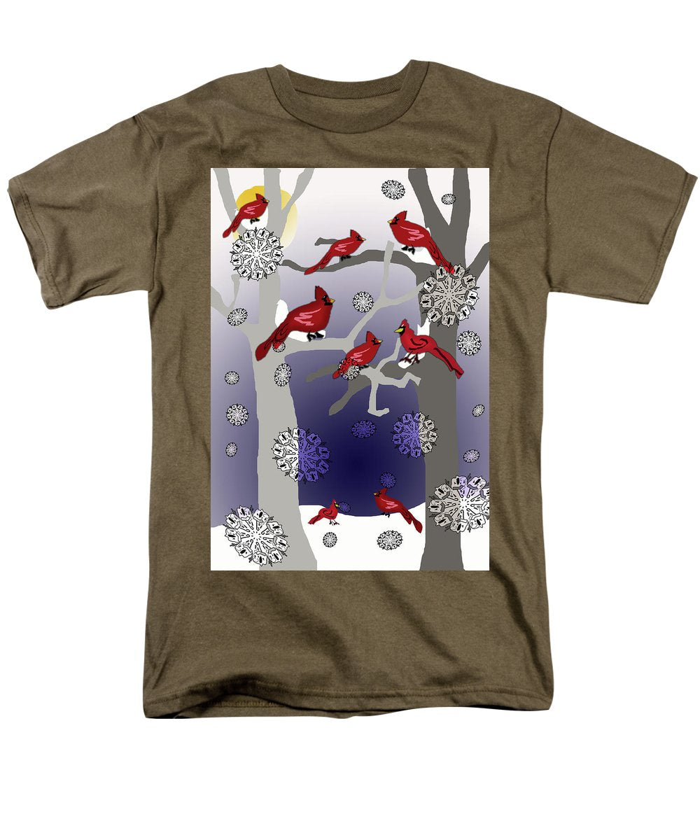 Cardinals In The Snow - Men's T-Shirt  (Regular Fit)
