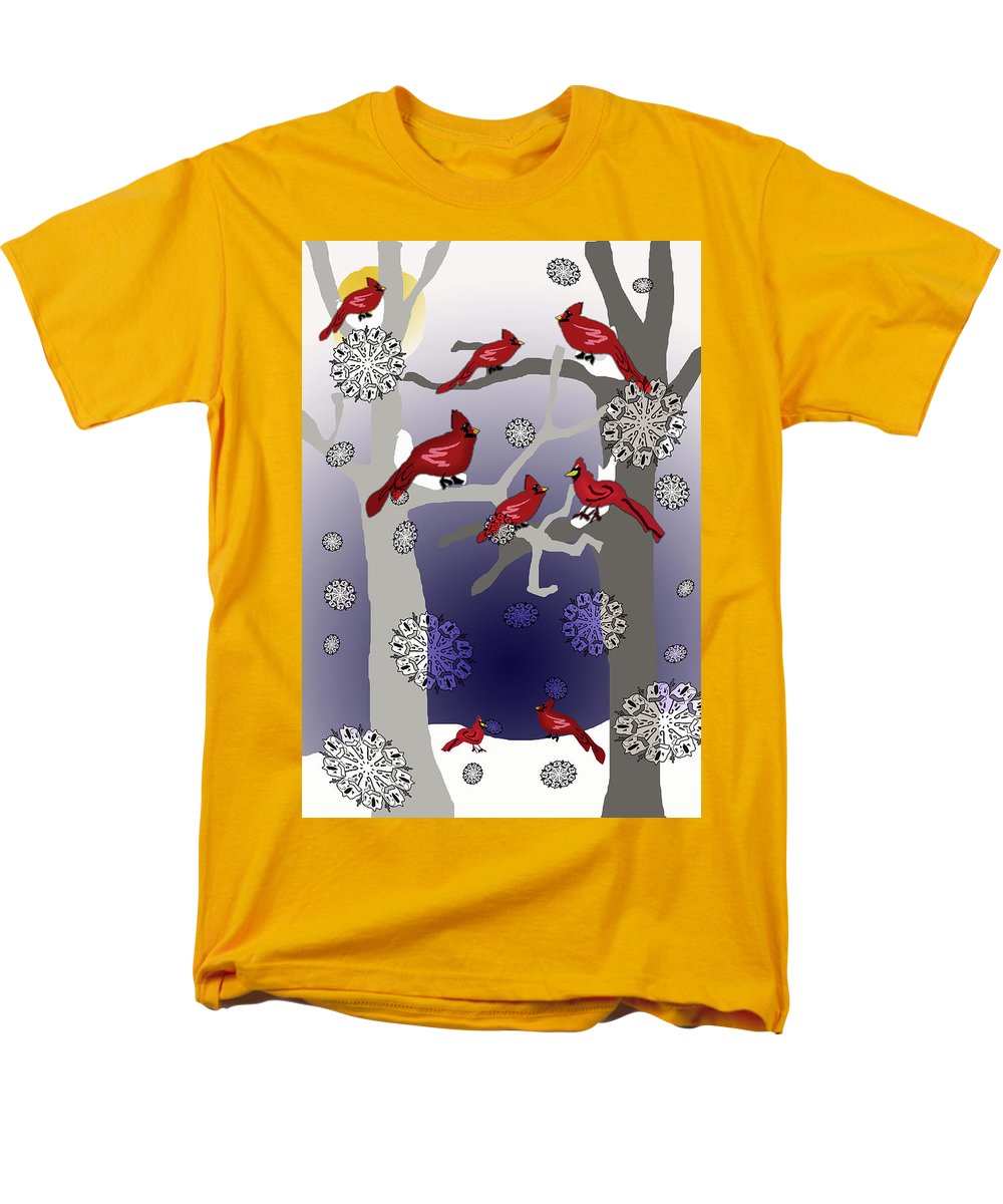Cardinals In The Snow - Men's T-Shirt  (Regular Fit)