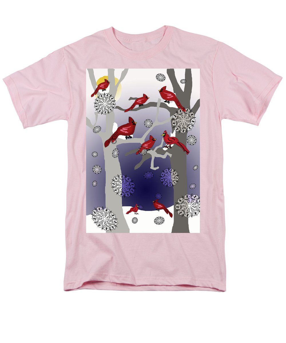 Cardinals In The Snow - Men's T-Shirt  (Regular Fit)