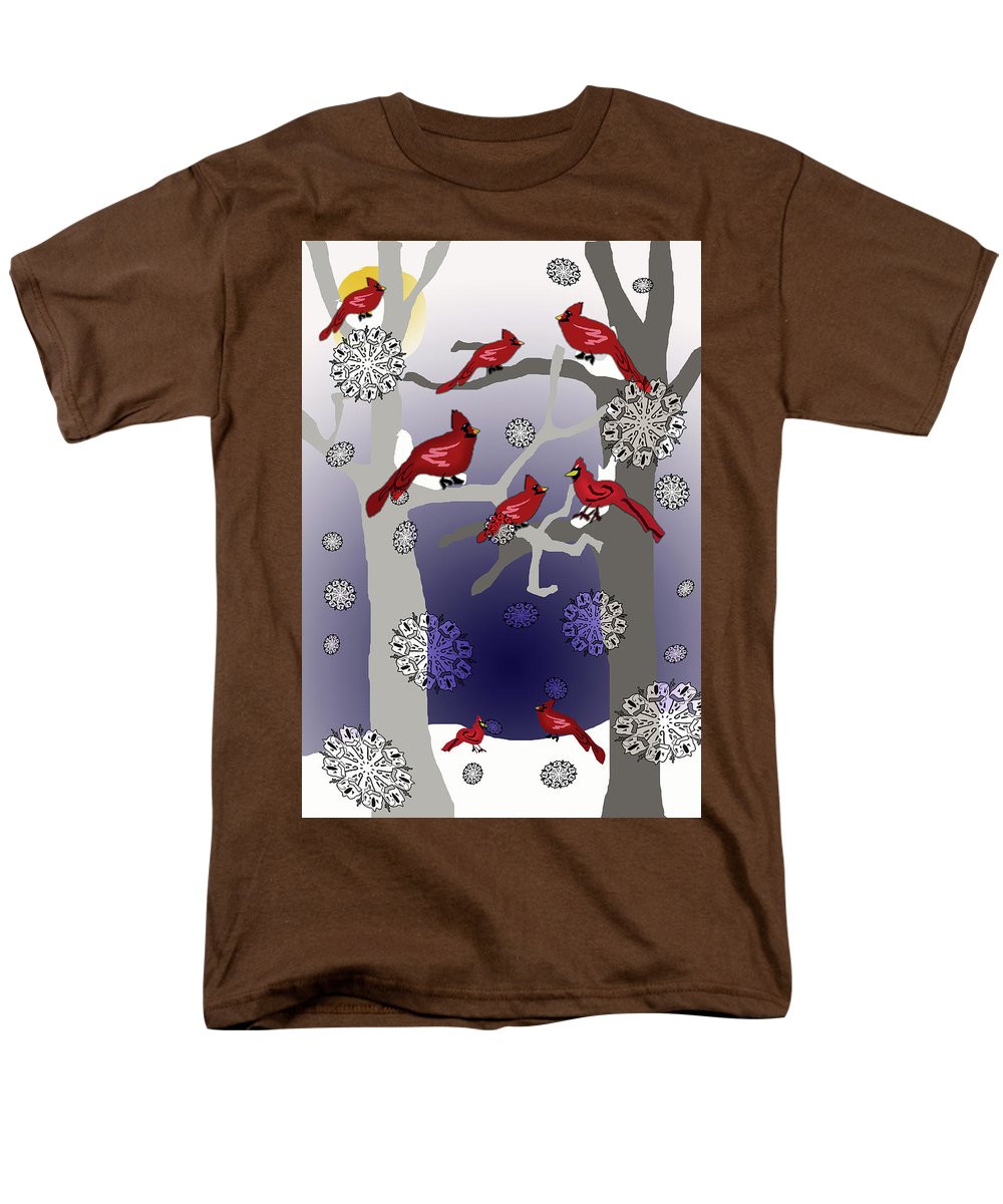 Cardinals In The Snow - Men's T-Shirt  (Regular Fit)