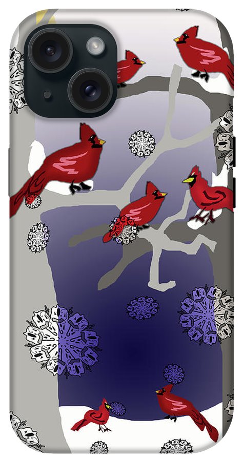 Cardinals In The Snow - Phone Case