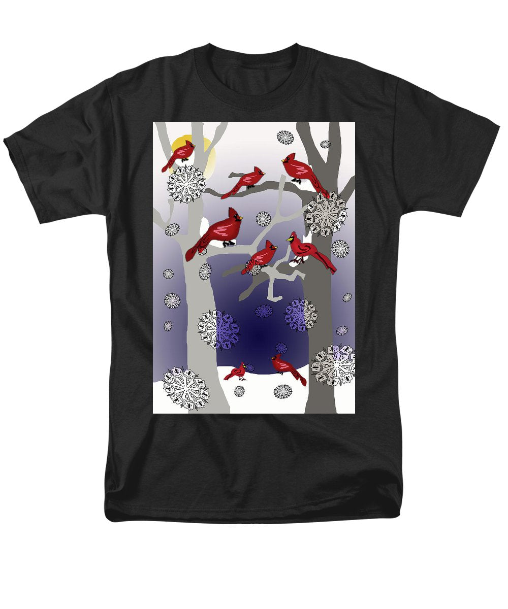 Cardinals In The Snow - Men's T-Shirt  (Regular Fit)