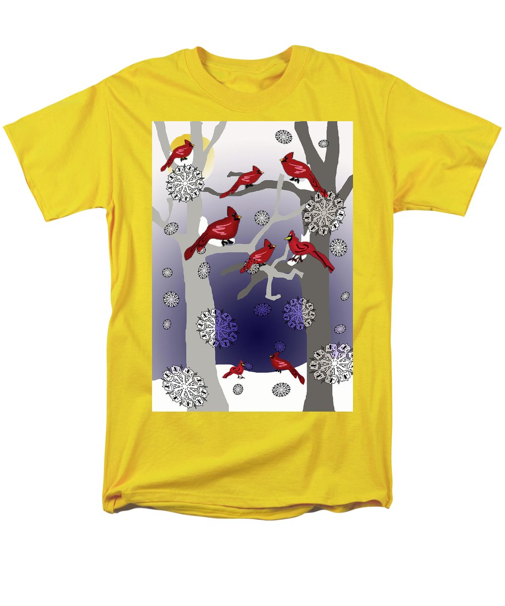 Cardinals In The Snow - Men's T-Shirt  (Regular Fit)