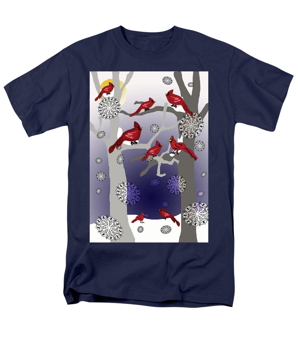 Cardinals In The Snow - Men's T-Shirt  (Regular Fit)