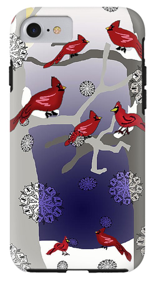 Cardinals In The Snow - Phone Case