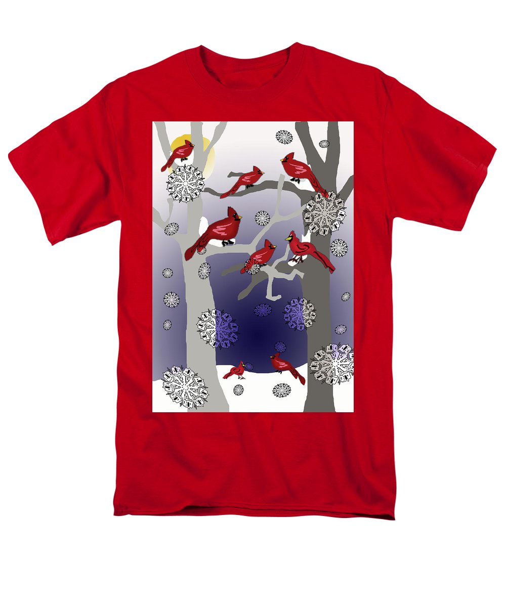 Cardinals In The Snow - Men's T-Shirt  (Regular Fit)