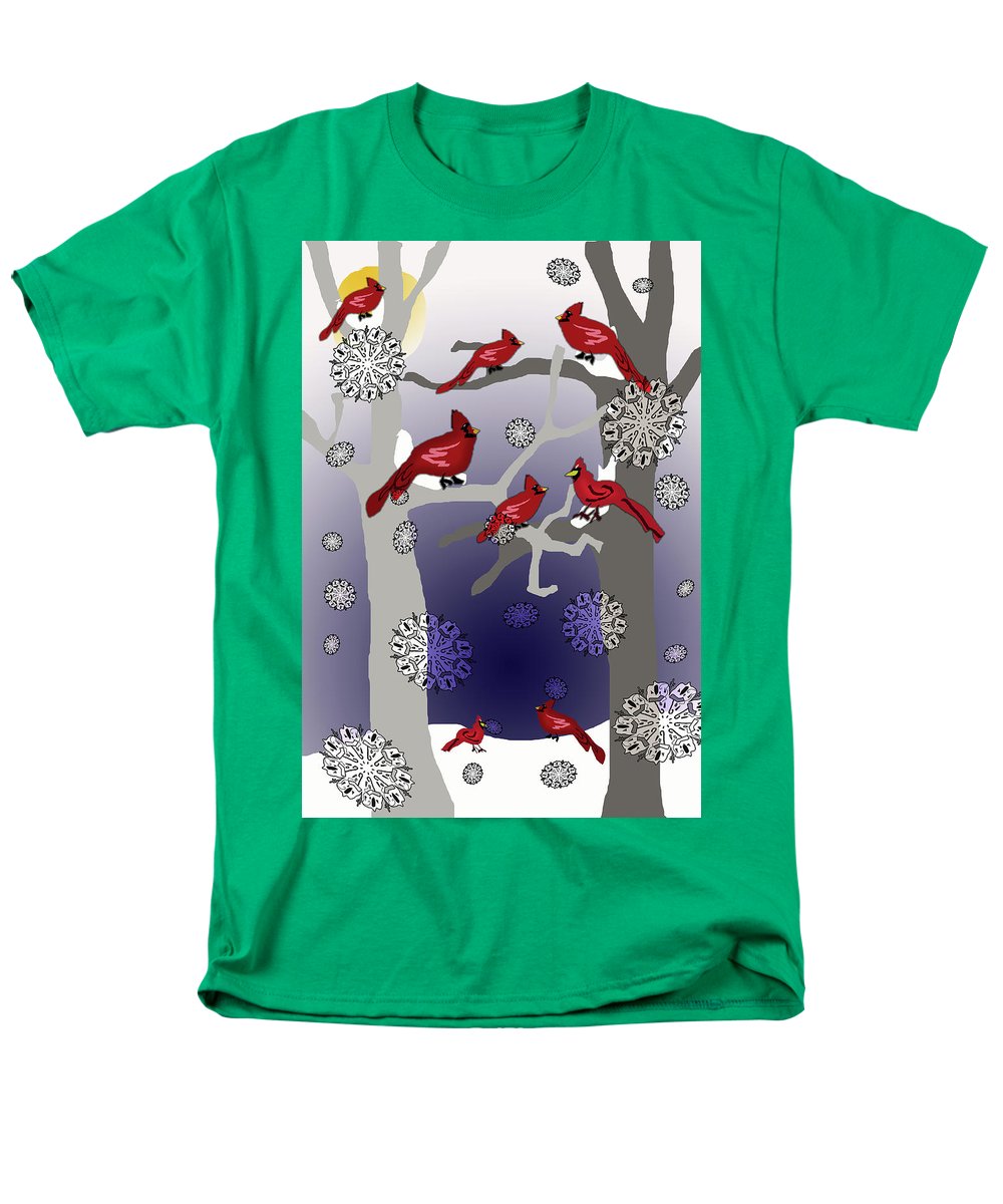 Cardinals In The Snow - Men's T-Shirt  (Regular Fit)